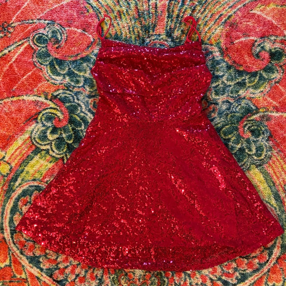 Pink / Red Sequin Mini Dress